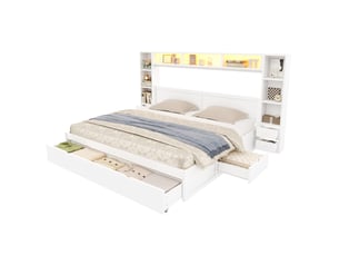 Lit avec rangement 180x200 cm CHICFURN   coloris blanc