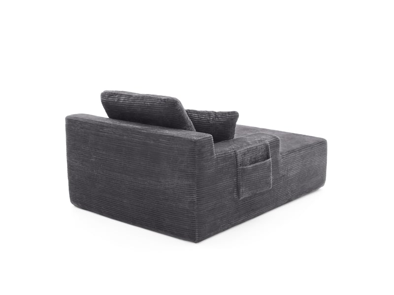 Petit canapé velours côtelé sans montage, avec poches de rangement et coussins, idéal pour studio - Conforama R