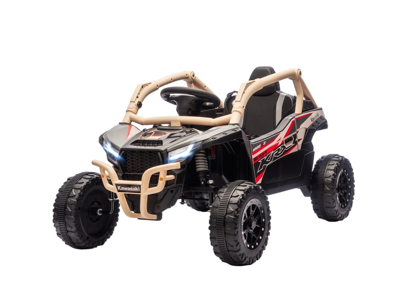  Voiture électrique enfant utv kawasaki teryx krx 1000 12 v à 2 moteurs 25 w télécommande 2,4 ghz 100 x 64 x 56 cm jaune  - Conforama B
