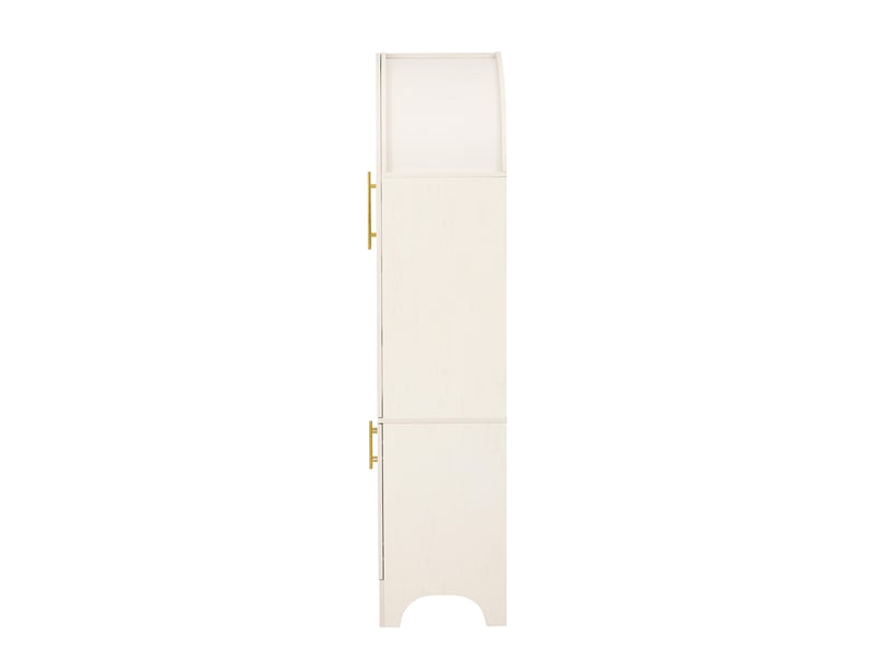 Buffet haut 76 x 40 x 180 cm, verre cannelé, grand tiroir et étagères réglables, blanc Jamama eleni - Conforama W