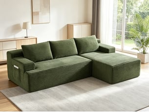 Canapé d'angle compressé droit fixe <strong>BGSRYAO</strong> <strong></strong> 4 places Velours vert