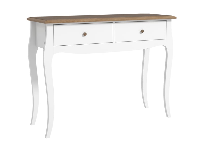  Console moderne avec 2 tiroirs en bois, 100 x 35 x 76,5 cm, blanc et marron foncé  - Conforama A