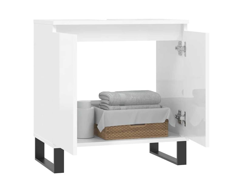  Amoire de salle de bain blanc brillant 58x33x60cm bois d'ingénierie shl1913  - Conforama C