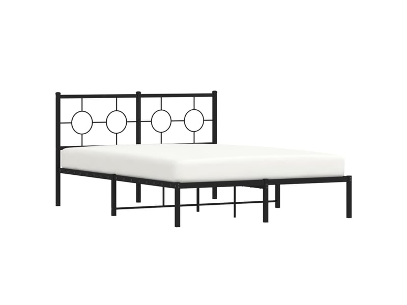  Lit double- lit adulte -  cadre de lit métal sans matelas avec tête de lit noir 135x190cm  - Conforama C