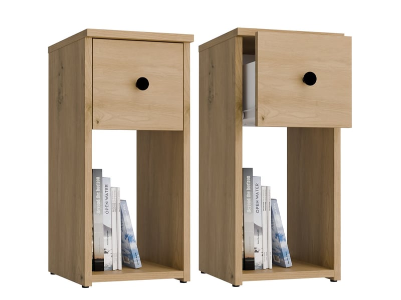 Tomi 25 1s - table de chevet - 1 tiroir, 1 étagère - 25x55x30 cm - chêne artisan  - Conforama A