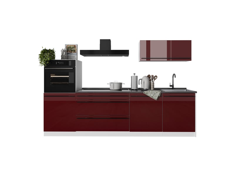  Vicco cuisine, rouge brillantblanc, 280cm sans plan de travail  - Conforama E