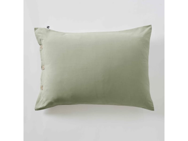  Taie d’oreiller volant plat 50 x 70 cm 100% coton percale unie perrine sauge 15243 - Conforama B