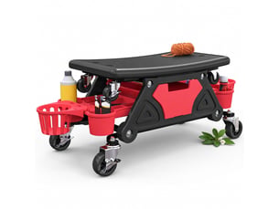 Tabouret d'atelier rouge mobile, roulettes rotatives à 360°, supporte 135 kg, plateaux 86x33x33 cm