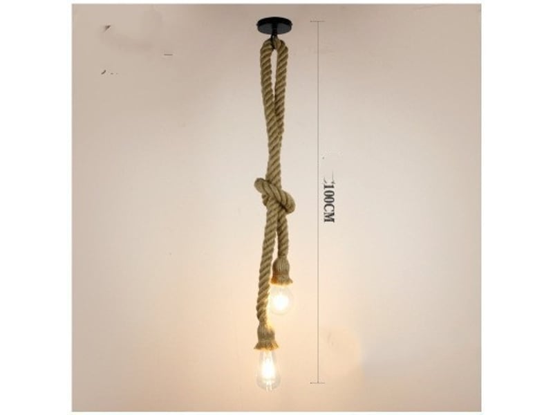  Lumière suspendue de double-tête de corde de chanvre pour manger,  longueur 100cm  - Conforama B