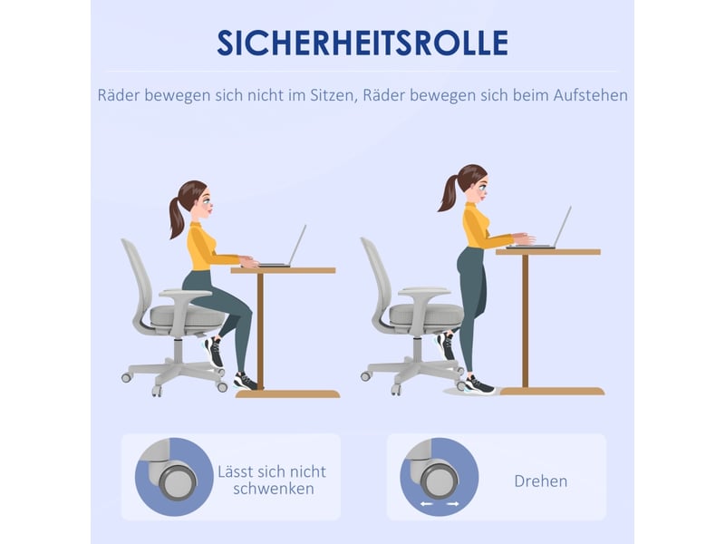  Chaise de bureau ergonomique,55x48x82,5-94,5 cm,pivotante,polyester,gris  - Conforama E