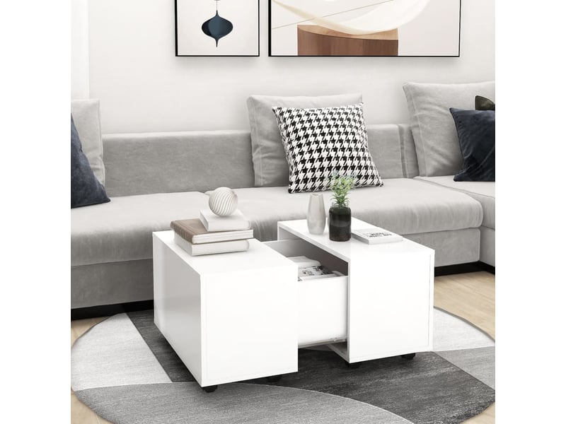  Table basse | table d'appoint salon blanc 60x60x38 cm bois d'ingénierie  - Conforama B