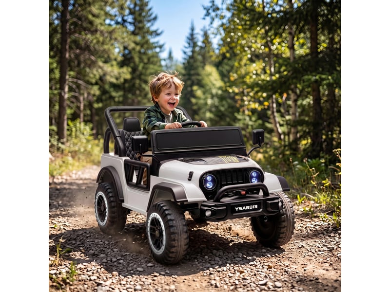  Voiture électrique enfants 12v télécommande 2,4g phares blanc  - Conforama D