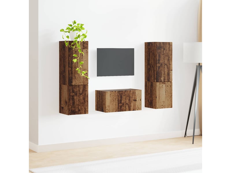  Ensemble meuble tv - banc tv - meuble de rangement 5 pcs bois ancien bois d'ingénierie  - Conforama D