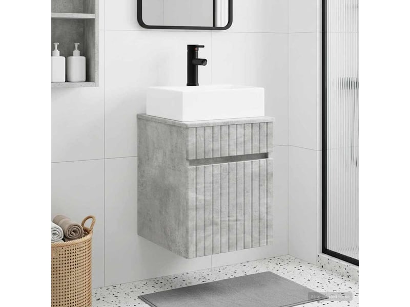  Meuble-sèche avec évier mural gris béton 39x41x62.5 cm  - Conforama B