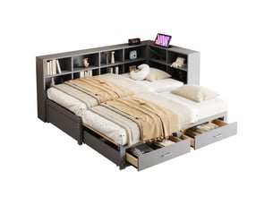 Lit gigogne 180x190 cm <strong></strong> <strong>Qualité haut de gamme</strong> coloris gris