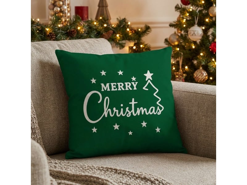  Housse de coussin de noël en polyester 43x43 nord - vert foncé  - Conforama B