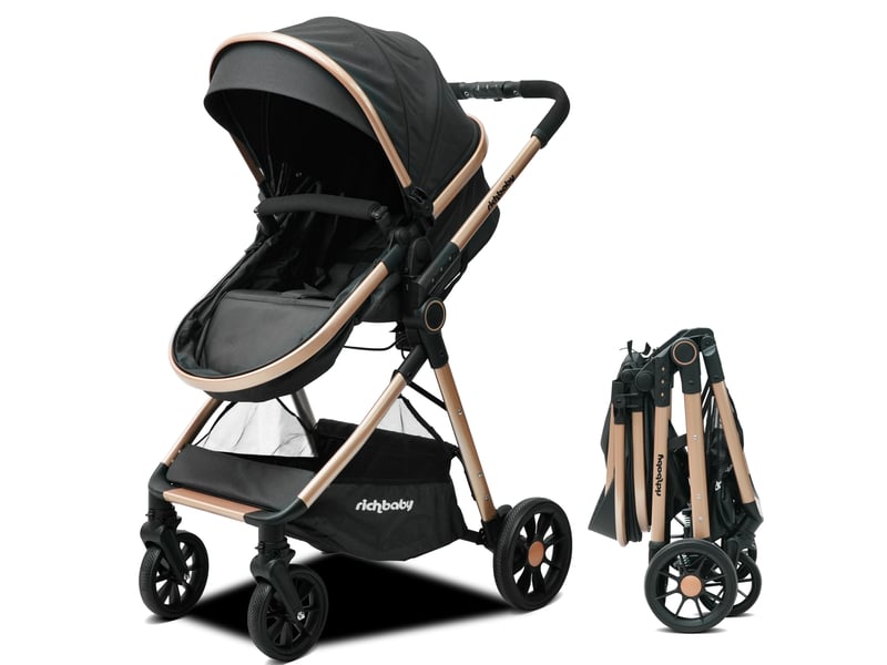 Poussette 2 en 1 80x62x106 cm réversible noir antique - Conforama B