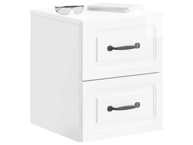  Table de chevet - cabinet de chevet - table de nuit mural blanc brillant 34,5 x 33 x 40 cm  - Conforama B