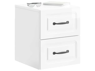 Table de chevet - cabinet de chevet - table de nuit mural blanc brillant 34,5 x 33 x 40 cm