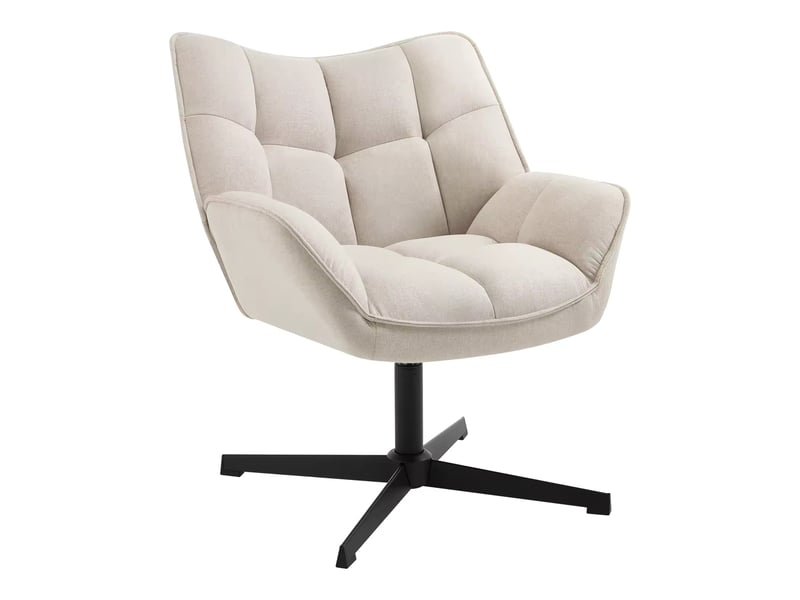  Fauteuil pivotant en lin avec dossier ergonomique et assise rembourrée, beige  - Conforama A