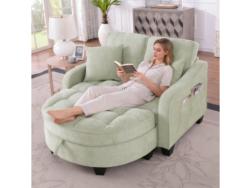 Canapé convertible, canapé-lit, en tissu, 2 en 1, avec pouf, pour salon, chambre, mobilier pour espace de vie, bureau - Conforama R