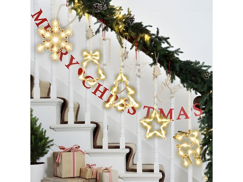  Suspension lot de 5 lumières de noël pour fenêtre pour sapin de noël, cheminée, décoration  - Conforama C