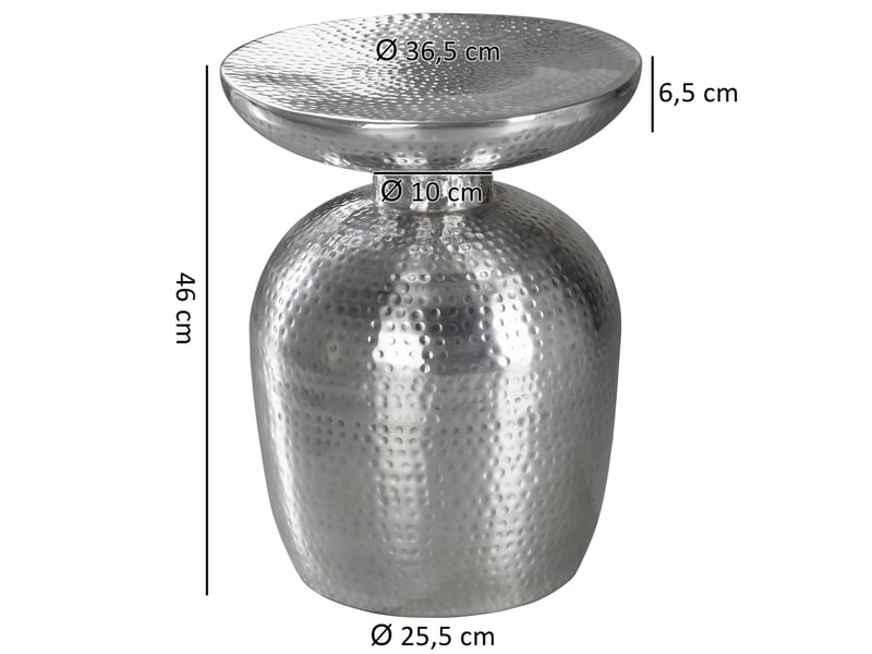  Table d'appoint 37x37x46 cm en aluminium argenté - rasina  - Conforama D