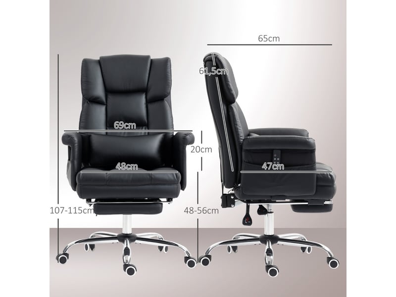  Fauteuil de bureau falac massage repose pieds réglable noir  - Conforama E