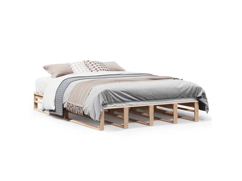  Lit double- lit adulte -  cadre de lit sans matelas 150x200 cm bois de pin massif  - Conforama A