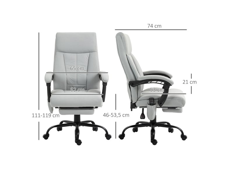 Enis fauteuil de bureau massage chauffage repose pieds gris - Conforama C