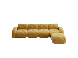 Canapé d'angle modulable ulevr 4 places avec repose-pieds, chenille jaune, 358 x 171 x 76 cm