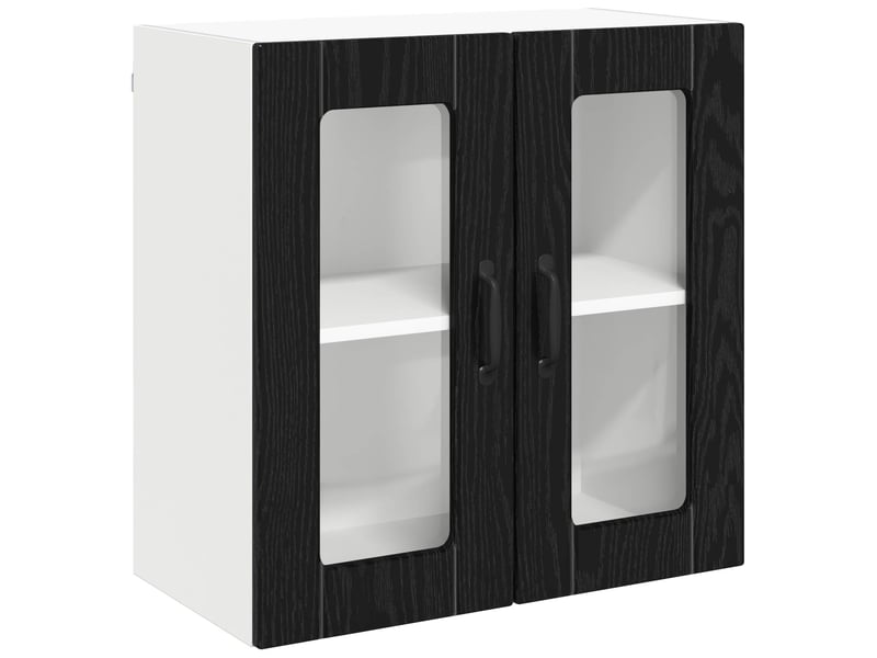  Meuble mural de cuisine, cabinet en verre mural chêne noir 60x31x60cm  - Conforama A