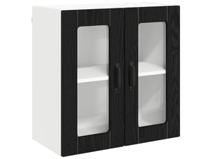 Meuble mural de cuisine, cabinet en verre mural chêne noir 60x31x60cm