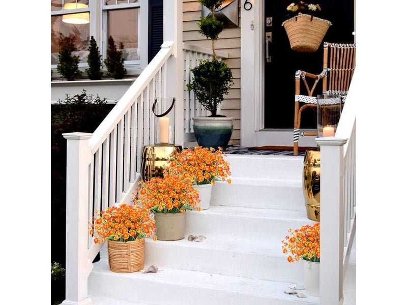  Daisy artificielle - fleur synthétique pour décoration intérieure et extérieure - bouquet de 6 pièces avec tiges flexibles et feuillage vert dense  - Conforama B