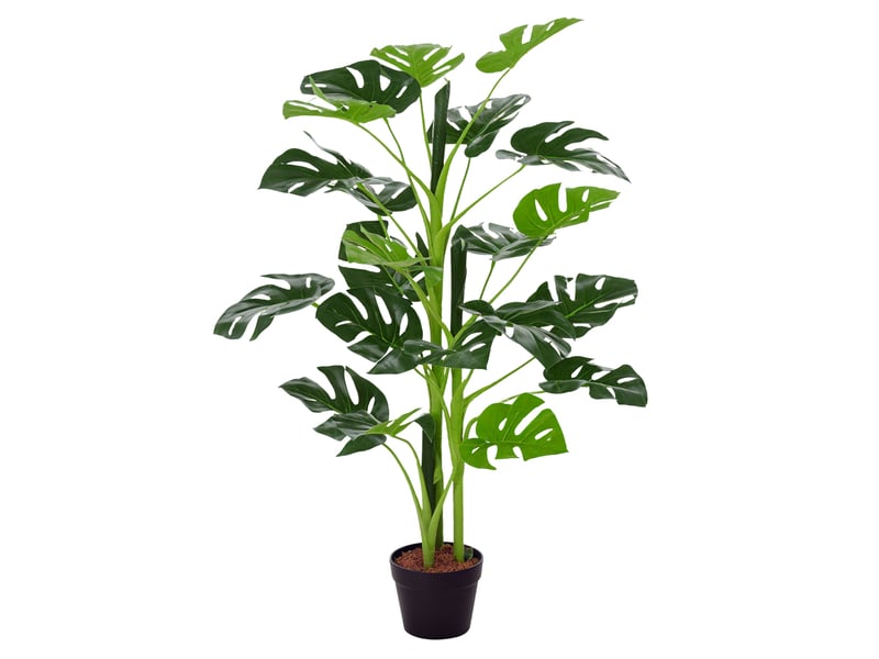  Plante artificielle modèle monstera avec 21 feuilles en pot ciment, intérieur ou extérieur, dim. Ø16 x 100h cm  - Conforama A
