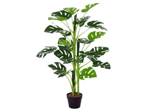 Plante artificielle modèle monstera avec 21 feuilles en pot ciment, intérieur ou extérieur, dim. Ø16 x 100h cm