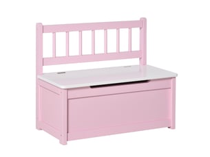 Coffre à jouet enfant banc de rangement enfant couvercle rabattable et charnières de sécurité rose 60 x 30 x 50 cm