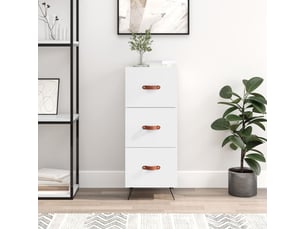 Buffet - bahut - meuble de rangement blanc brillant 34,5x34x90 cm bois d'ingénierie