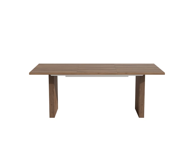 Table à manger extensible 140200 x 90 cm en mdf finition noyer, plateau épais 3 cm, pieds synchronisés, pour 6 à 8 personnes. - Conforama A