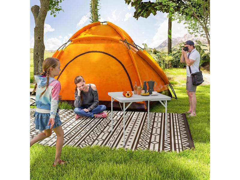  Table de camping pliante, réglable sur 2 hauteurs, en pehd et métal, 86 x 86 x 74 cm, gris foncé  - Conforama D