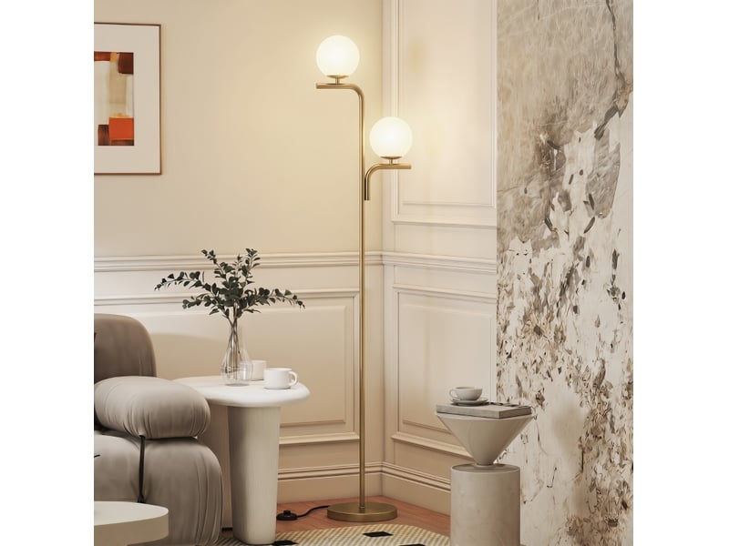  Lampadaire led 33x28x170 cm double tête métal doré  - Conforama C
