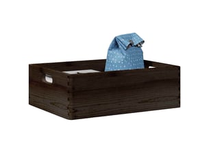 Boîte de rangement, coffre de rangement avec poignées noir 40x30x13 cm bois de pin massif