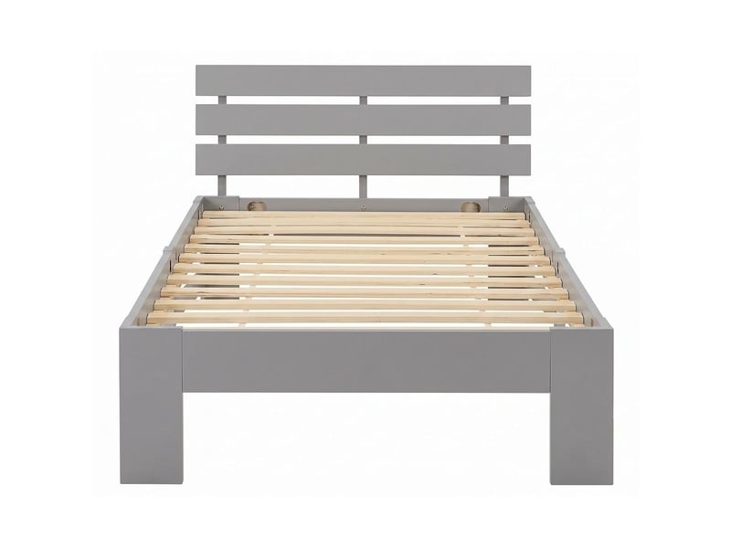  Lit en bois 90x200 cm gris - lit simple - avec matelas - massif - chambre enfant, adolescent, invité 3218 - Conforama D