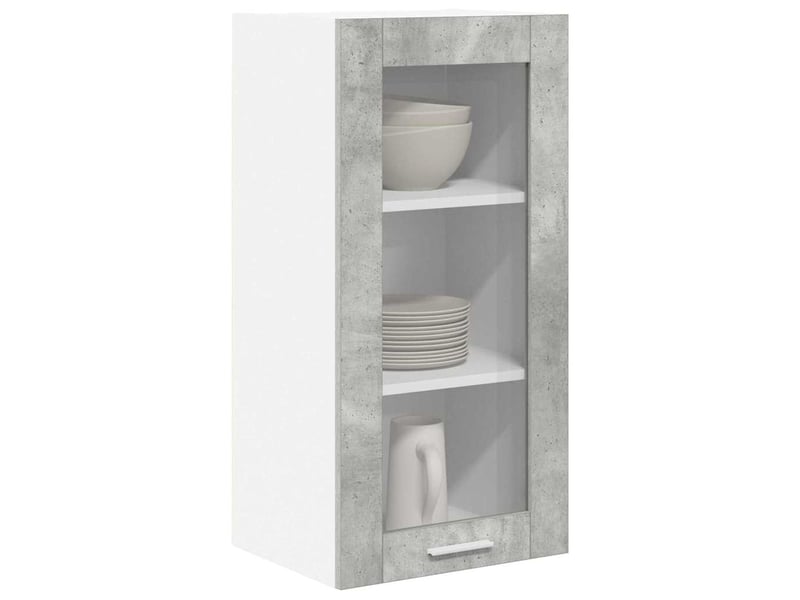 Meuble de rangement cuisine, armoire suspendue 2 pcs gris béton bois d'ingénierie shl1057 - Conforama C
