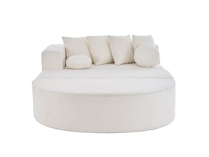Canapé modulable convertible modenvie 5 places 263 x 171 cm en chenille blanc