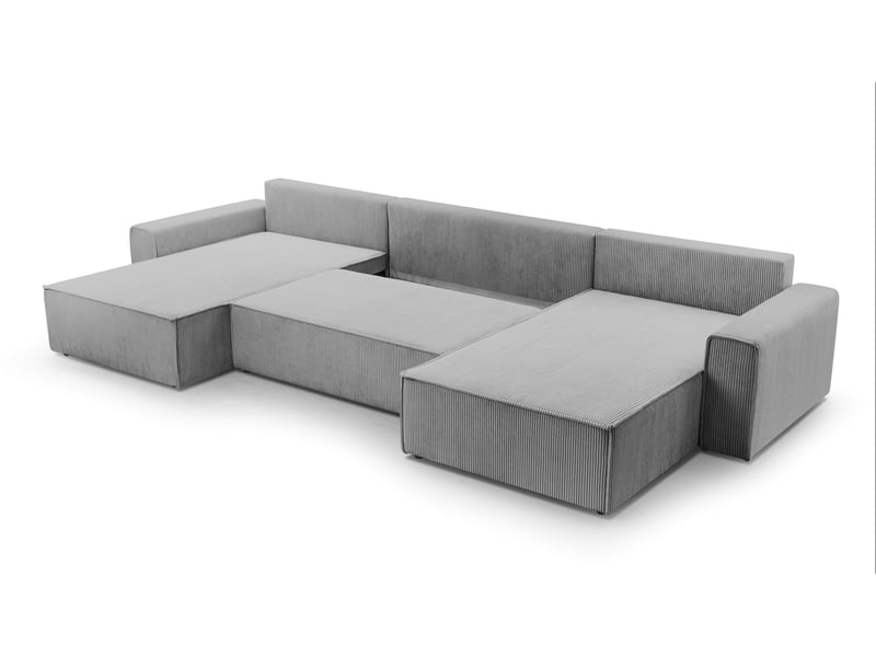  Canapé d’angle en velours côtelé blanc cedria – 287 cm Cedria U - Conforama D