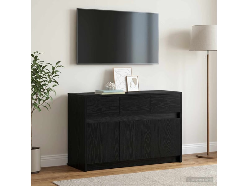  Meuble tv - banc tv - meuble de rangement 91 x 34 x 61 cm chêne noir bois d'ingénierie  - Conforama D