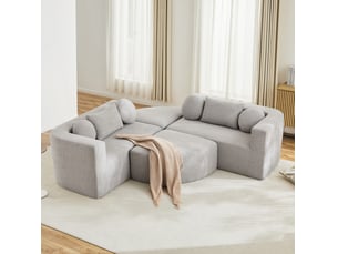 Canapé convertible modulable 4 places en chenille gris evryae