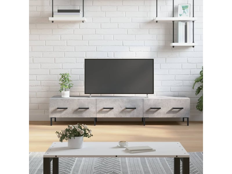  Meuble tv - banc tv - meuble de rangement gris béton 150x36x30 cm bois d'ingénierie  - Conforama B