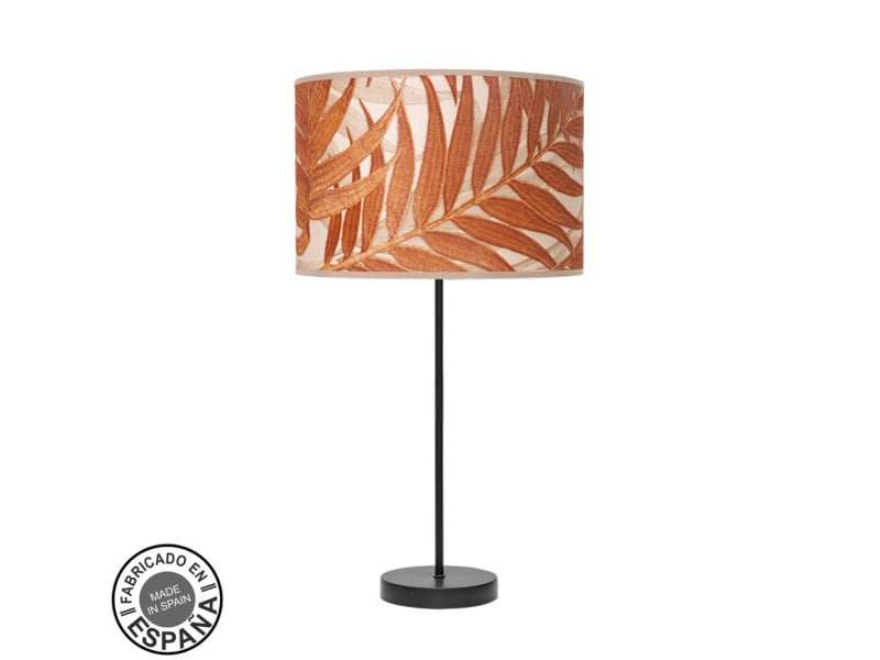  Fabrilamp moda grande lampe à poser noir terre cuite, abat-jour textile motif feuillage terre cuite, 1 x e27, 63 cm 212471029 - Conforama A